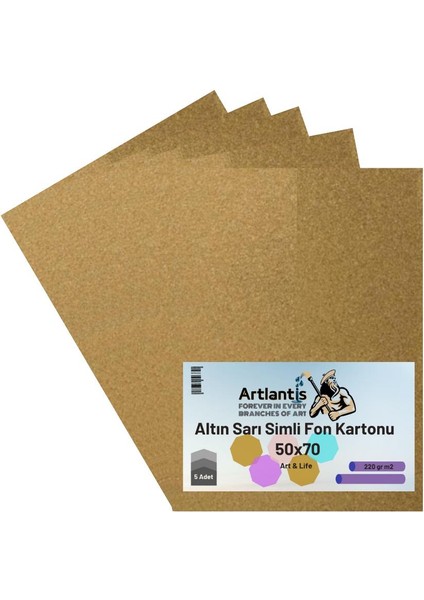 Altın Sarı Simli Karton 50X70 5 Adet Artlantis Simli Karton Altın Sarı 5 Adet 50*70