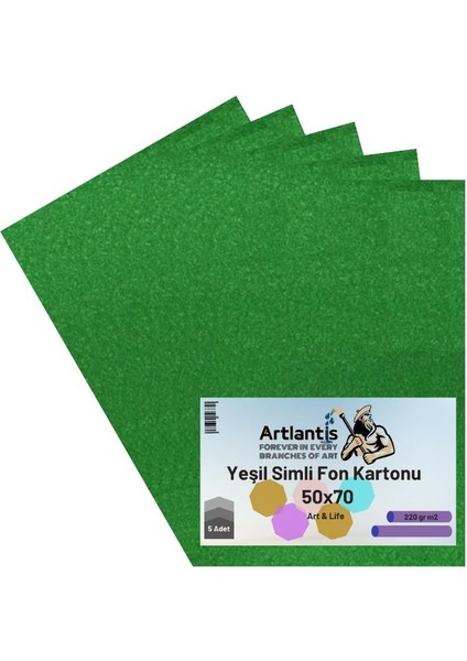 Yeşil Simli Karton 50X70 5 Adet Artlantis Simli Karton Yeşil 5 Adet 50*70
