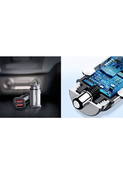 Metal Ultra Hızlı 30W Qc3.0 Çift USB Araç Şarjı Araç Çakmaklık Şarjı LED Işıklı Araç Çakmaklı fırsatları