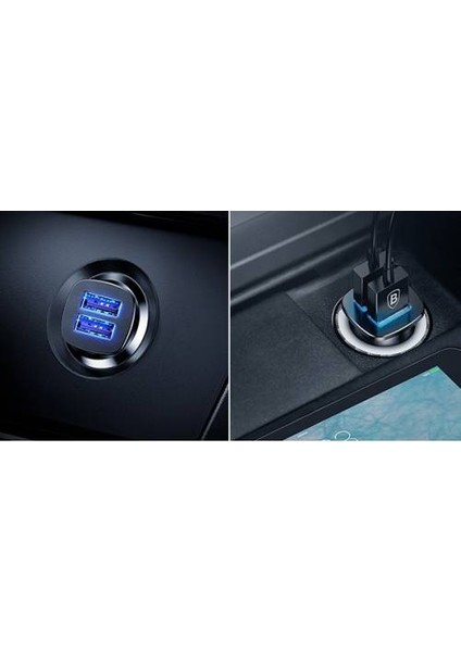 Metal Ultra Hızlı 30W Qc3.0 Çift USB Araç Şarjı Araç Çakmaklık Şarjı LED Işıklı Araç Çakmaklı indirimleri