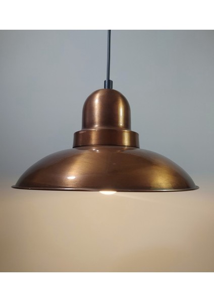 vintage,retro,rustik 1XE27 bakır kaplama metal tekli sarkıt avize