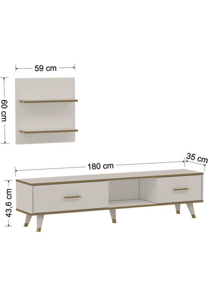 BMdekor TV Ünitesi Avon Beyaz Gold Ledli 180 cm fırsatları