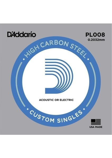 Daddario PL008 Elektro ve Akustik Gitar Tek Tel