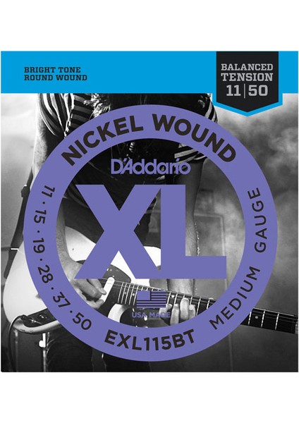 Daddario EXL115BT Balanced Tension Medium 011-050 Takım Tel Elektro Gitar Teli