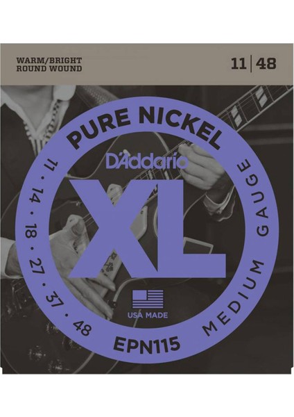 Daddario EPN115 Pure Nickel Blues/jazz Rock Takım Tel Elektro Gitar Teli 011-048