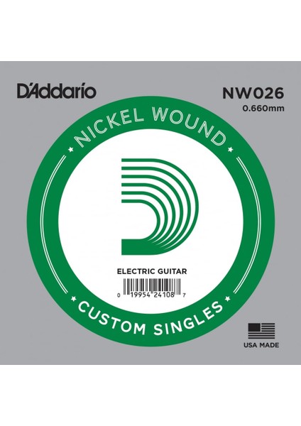 Daddario NW026 Elektro ve Akustik Gitar Tek Tel 4 No