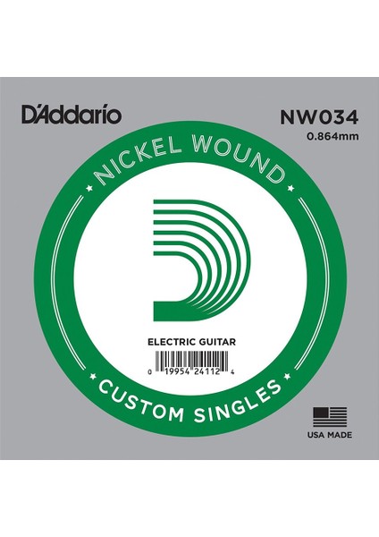 Daddario NW034 .034 Elektro ve Akustik Gitar Tek Tel