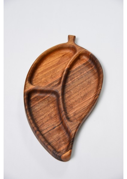 ceviz ahşap yaprak çerezlik & sunumluk