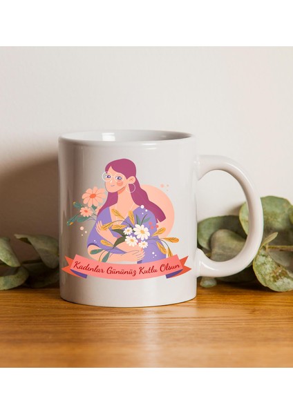 Kadınlar Gününe Özel Kupa & Mürdüm Renk Şal & Işıklı Şans Kar Küresi Hediye Seti fiyatları