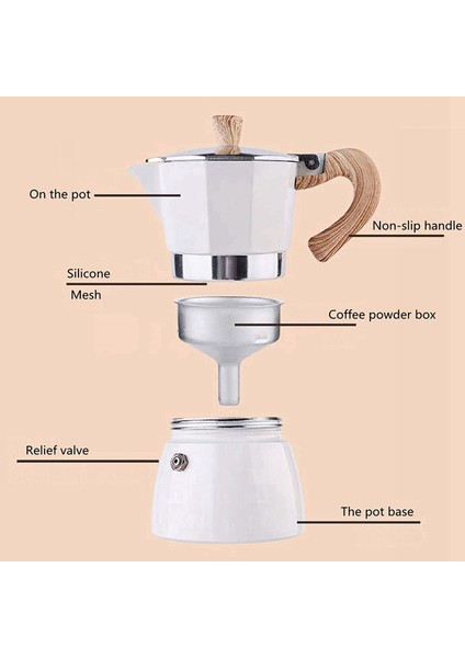 Coffee Hutt Beyaz Moka Pot 6 Cup