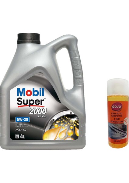Super 2000 Xe C2 5W30 Motor Yağı 4 L (Üretim Yılı: 2023 ) + Gojo Yazlık Camsuyu