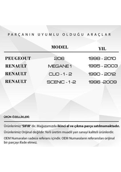 Peugeot 206 1998–2010 Için Sunroof Motor Tamir Dişli Demir Milli