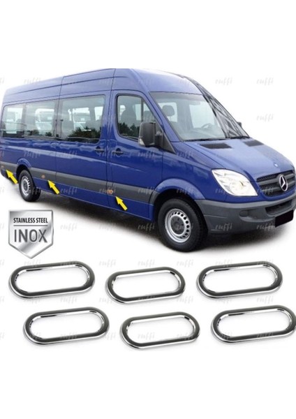 Fams Otomotiv VW Crafter Krom Yan Reflektör Çerçevesi 6 Parça 2006-2016 Paslanmaz Çelik