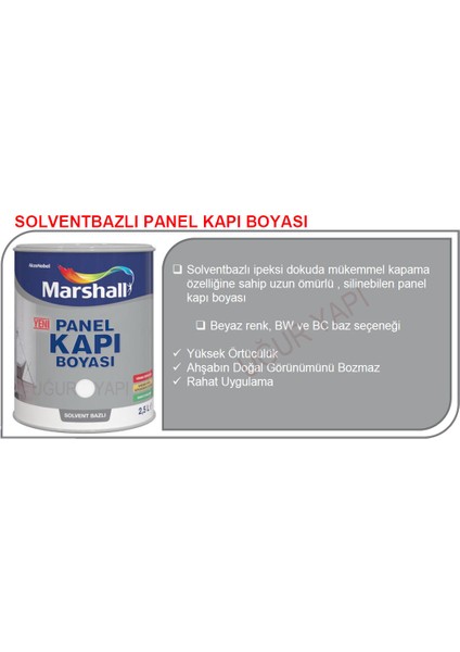 Solvent Bazlı Amerikan Panel Kapı Boyası  - Beyaz - 2.5 L