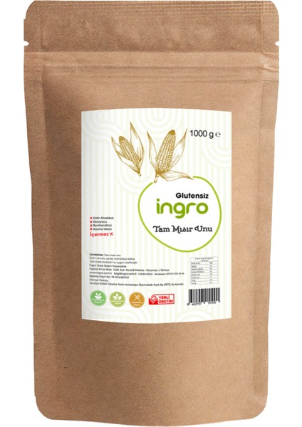 Ingro Glutensiz Tam Mısır Unu 1000 G