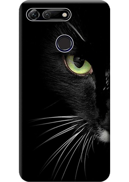 Huawei Honor View 20 Kılıf PCT-L29 Desen Baskılı Silikon Kapak Face Cat STK:482