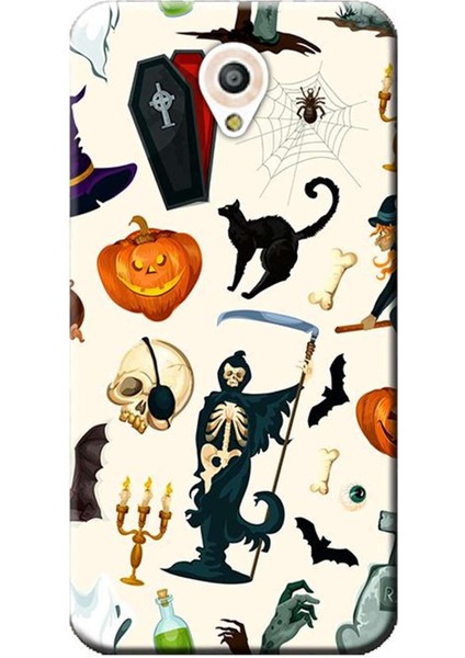 Vodafone Smart Style 7 Halloween Cat Desen Baskılı Silikon Kapak Kılıf