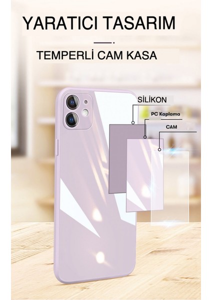 Apple iPhone 12 Pro Max Kılıf Glass Kapak - Turkuaz