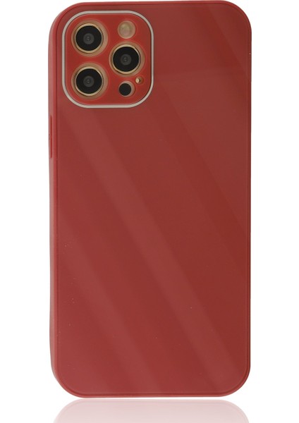 Apple iPhone 12 Pro Kılıf Glass Kapak - Bordo