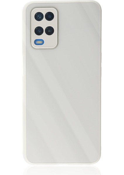 Oppo A54 4g Kılıf Glass Kapak - Beyaz