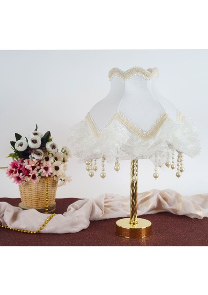 Kadife Kaplı El Yapımı Klasik Model Abajur Vintage Ekru fiyatları