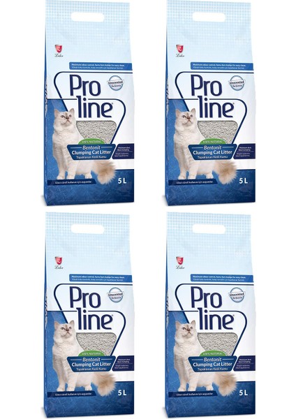 Proline Bentonıt Kedi Kumu 5 Lt - 4 Adet