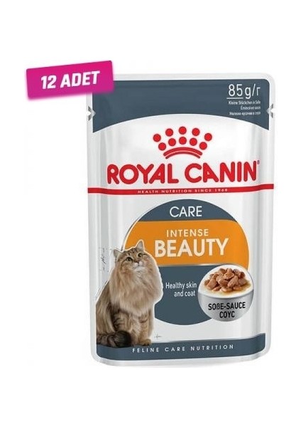 12 Adet - Royal Canin Intense Beauty Gravy Pouch Kedi Maması 85 gr