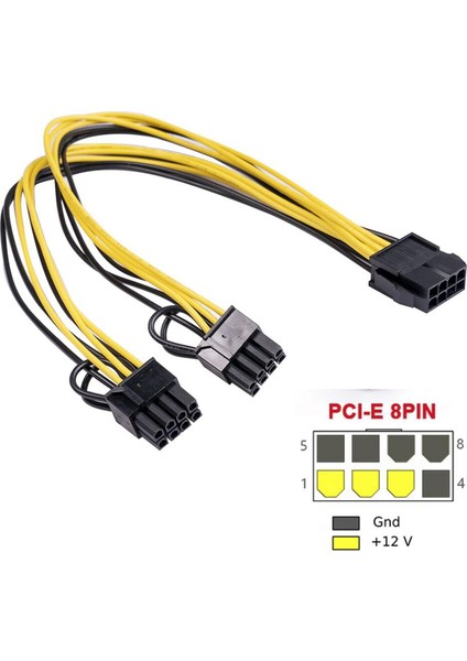 Splitter 11.8 "grafik Kartı Konektörü 8pin - 2x 8pin (6 + 2) Güç Kablosu 6 Parça (Yurt Dışından)