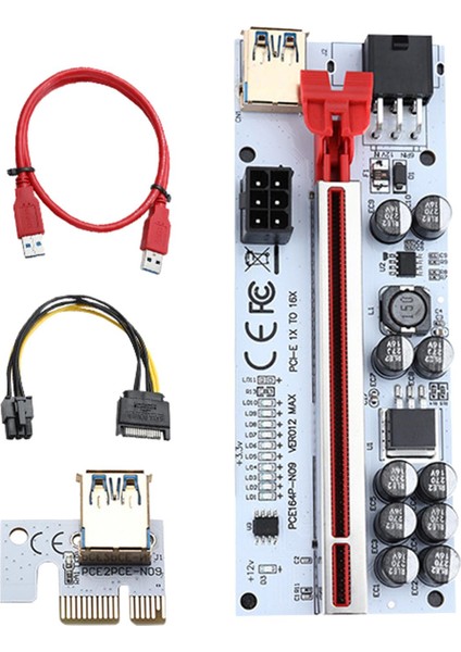 16X Ila 1x Powered Riser Adaptörü Kart Pcı-E Pcıe Rider Rider Kartı Maden Kırmızı Yuvası ve Tel Için (Yurt Dışından)