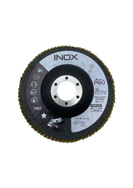 Zirkon Zc757x Flap Disk (%100 Inox) 115x22,23 Konik 60 Kum (10 adet)