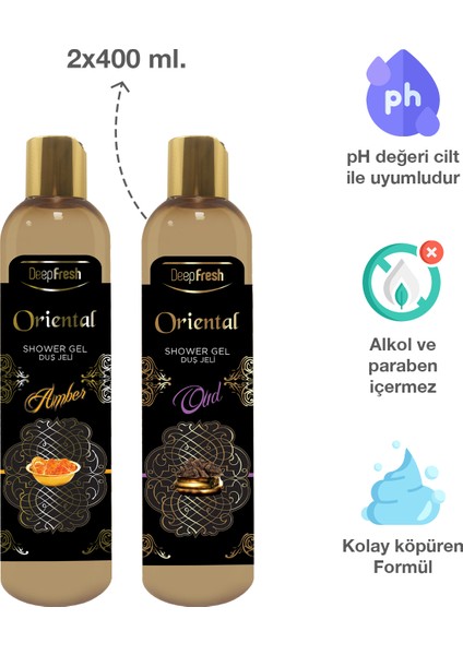 Oriental Duş Jeli Amber ve Oud 400 ml 2 Adet