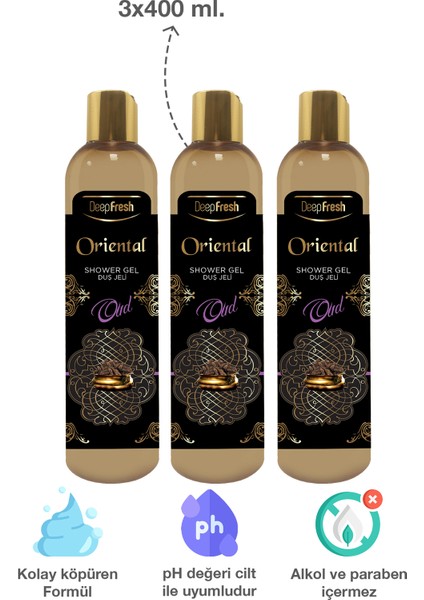 Deep Fresh Oriental Duş Jeli Oud 400 ml 3 Adet