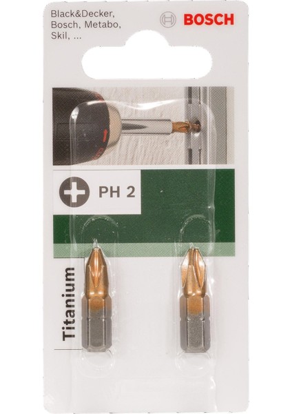 Yıldız Bits Ucu Titan Ph2x25 Mm 2'Li 2609255917 Bosch fiyatları