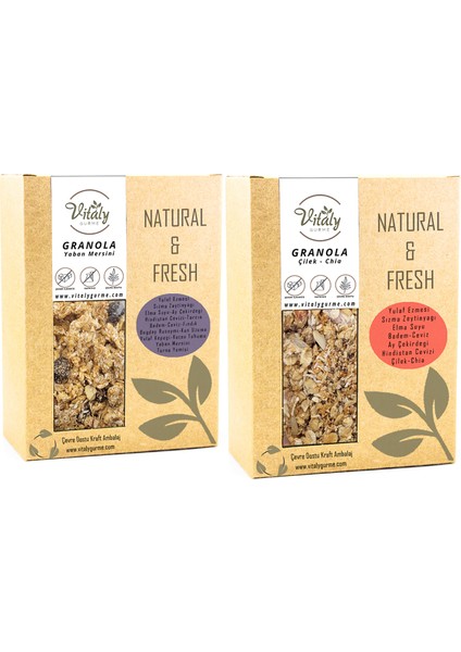 Katkısız Granola Yaban Mersini 320 gr ve Çilek - Chia 320 gr 2li Set