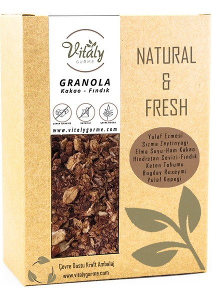 Katkısız Granola Ham Kakao - Fındık 320 gr