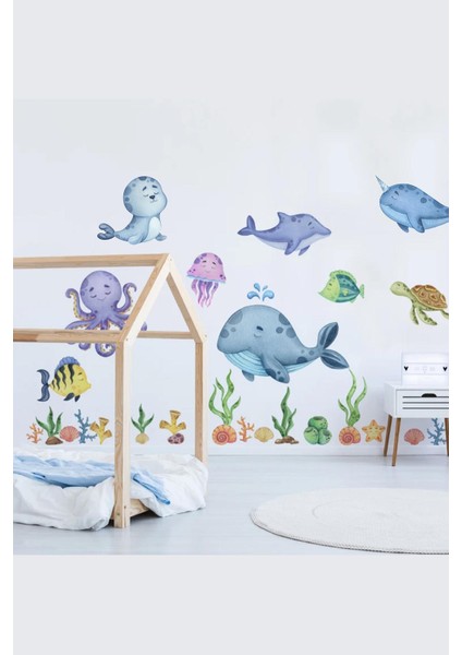 Eğitici Sevimli Deniz Hayvanları ve Bitkiler Sticker Seti (Büyük Boy) fiyatları