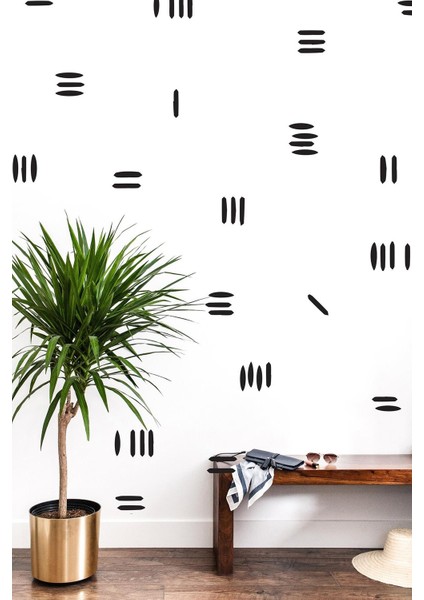 Bohem Tarzı Siyah Çizgiler Duvar Dekorasyon Sticker Seti