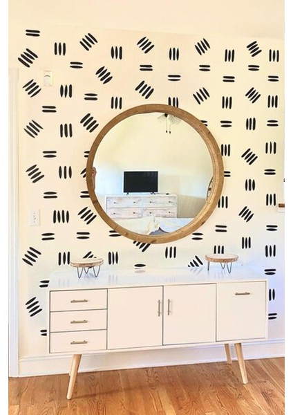 Bohem Tarzı Siyah Çizgiler Duvar Dekorasyon Sticker Seti modelleri