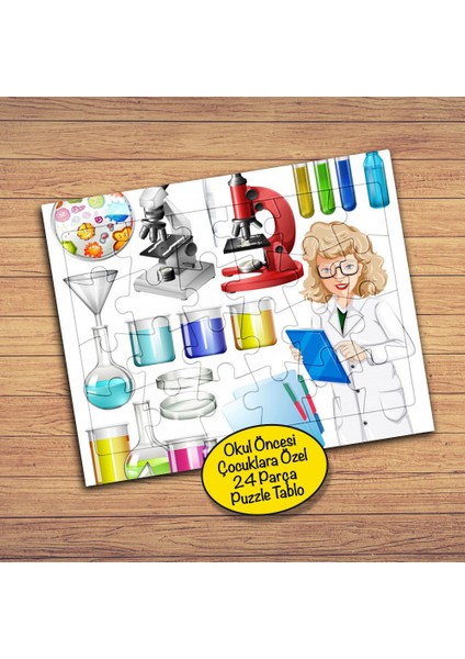 Laboratuvar Ürünleri 24 Parça Çocuklara Özel Yapboz TABLO-086730