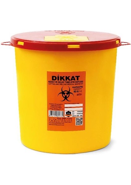 10 Adet Enfekte Atık Kutusu 20 Lt + Tıbbi Atık Torbası 2 Adet