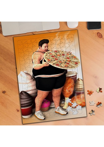 Yemek Sever Kilolu Insan 240 Parça Puzzle Yapboz TABLO-97502548