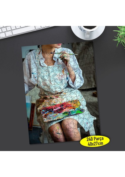 Paletli Ressam Kadın 240 Parça Puzzle YAPBOZ-104551210