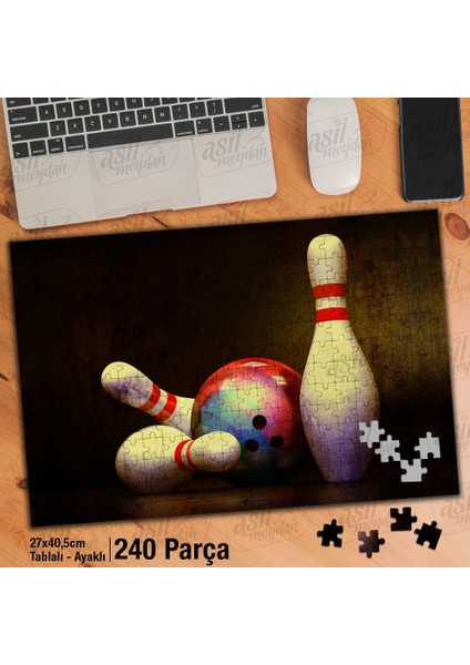 Asil Hobi - Bowling - Kuka - Top- Oyun - Spor - Yapboz - Ayak Destekli 240 Parça Puzzle
