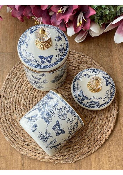 Blue Emaye Kavanoz -12 cm