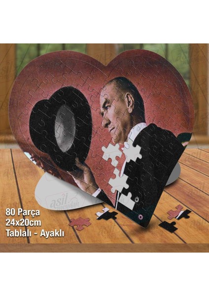 Asil Hobi Kalpli Şapka Çıkartan Mustafa Kemal Atatürk Puzzle Fotoğraf Baskılı 80 Parça Yapboz