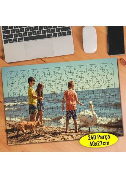 Sahilde Oynayan Çocuklar 240 Parça Puzzle Yapboz TABLO-89479138