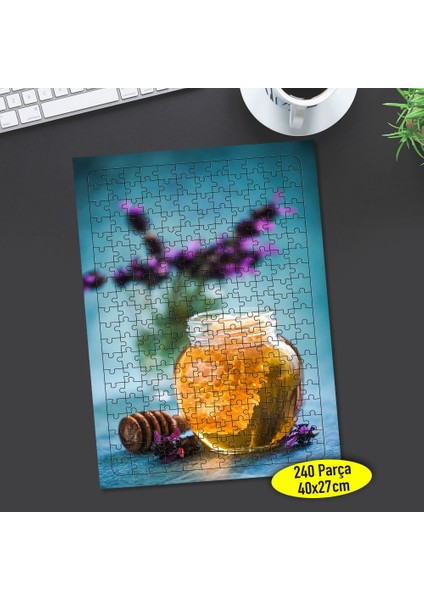 Çiçekli Bal Kavanozu 240 Parça Puzzle Yapboz TABLO-110955689