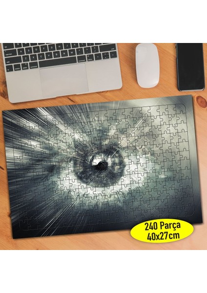 Siyah Beyaz Yakın Çekim Göz 240 Parça Puzzle YAPBOZ-323147678
