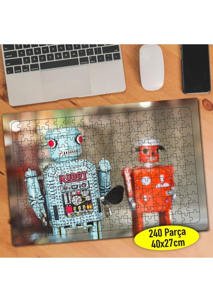 Nostajik Robot Oyuncaklar Fotoğrafı 240 Parça Puzzle YAPBOZ-665