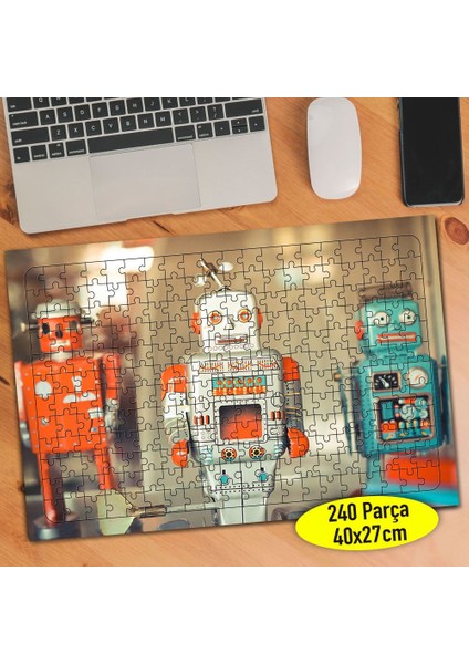 Nostajik Robot Oyuncaklar Fotoğrafı 240 Parça Puzzle YAPBOZ-8711
